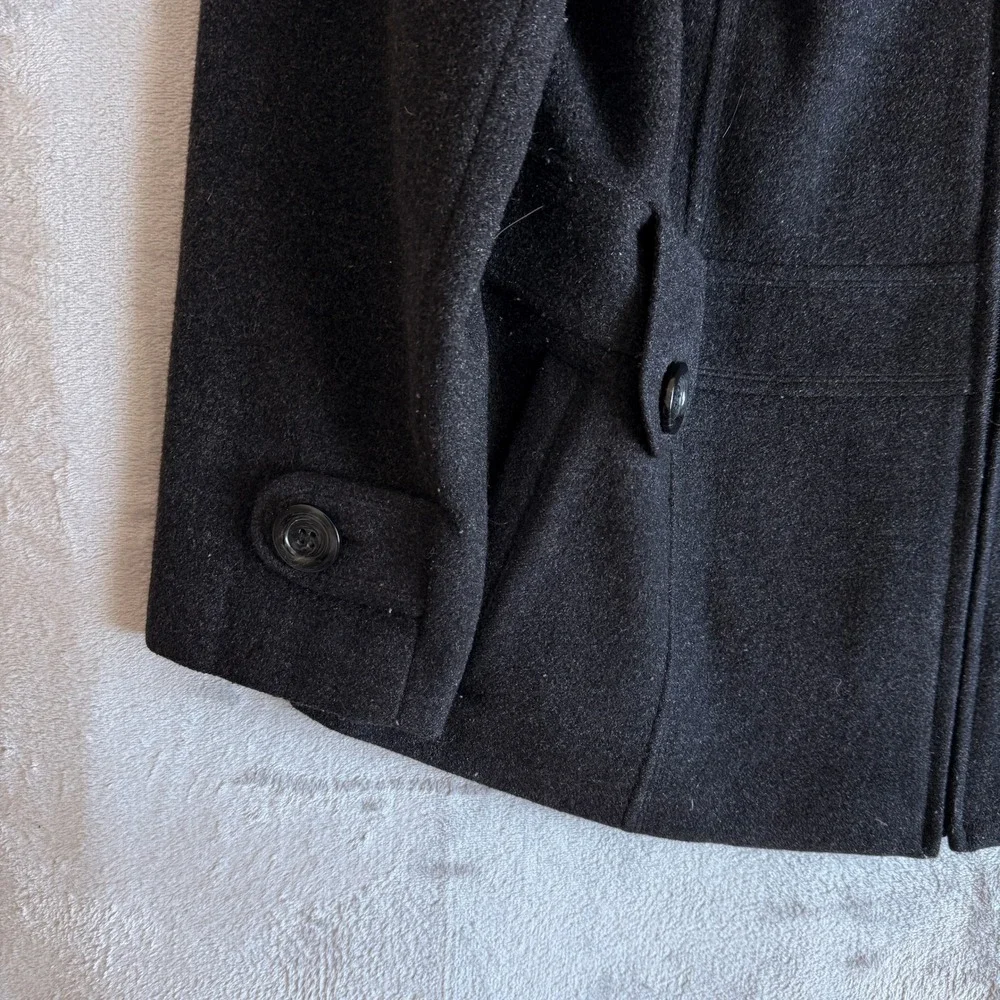 St Johns Bay Petite XL Charcoal Gray Wool Blend Hooded Zip‎ Front Jacket Coat - Picture 3 of 7